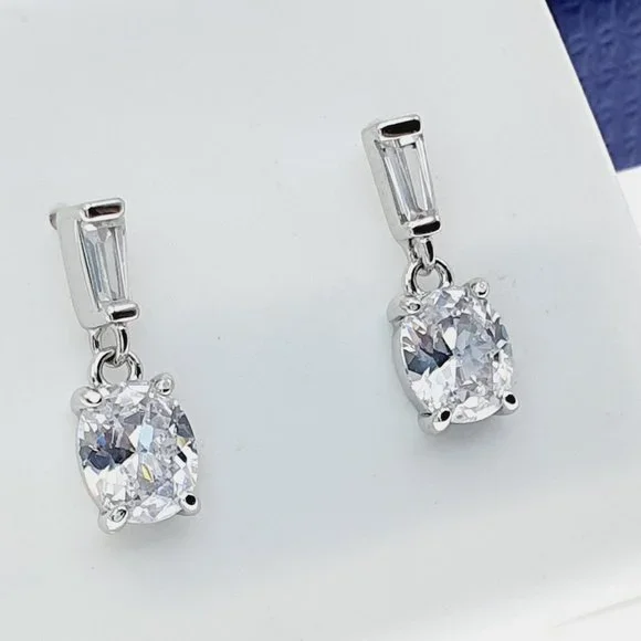 925 Sterling Silver CZ Stud Earrings for Women/Girl, US925P1218 - Picture 5 of 7